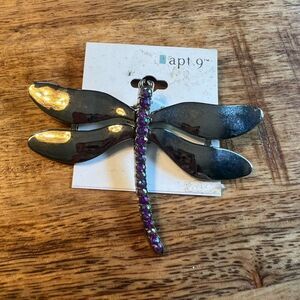 Apt 9 gun metal rhinestone dragonfly  pin brooch